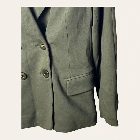 0437. ANTHROPOLOGIE CORTONNIER‎ HUNTER GREEN BLAZER LONG SLEEVES SHOULDER PADS - Picture 7 of 11
